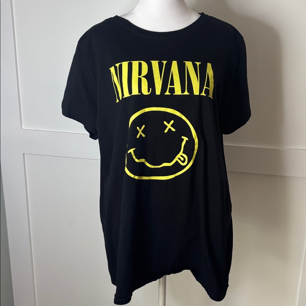 NIRVANA Black Tee with White Graphic